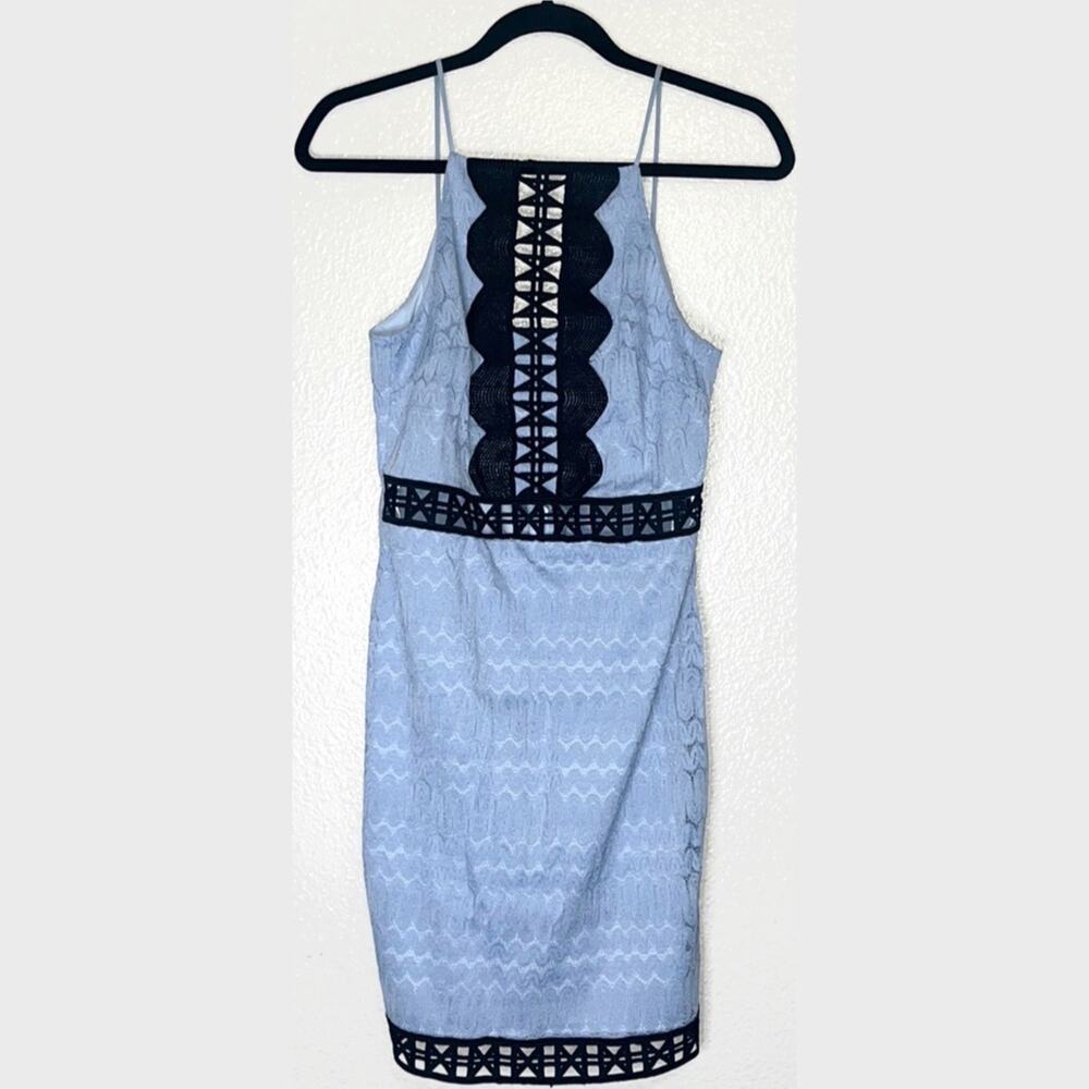 NWT TopShop cutout lace trim mini dress Women’s size 6 baby blue / black